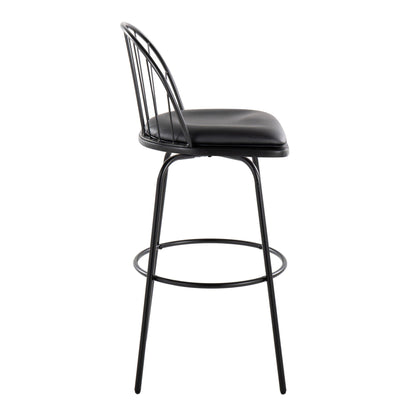 Riley - Claire Farmhouse Fixed Height Barstool With Swivel With Round Footrest (Set of 2) Lumi Source