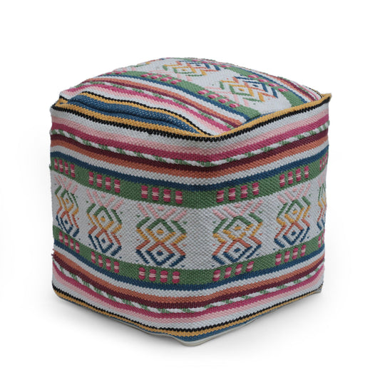 Inca - Handcrafted Peruvian Print Square Pouf Ottoman - Multicolor Home Essentials