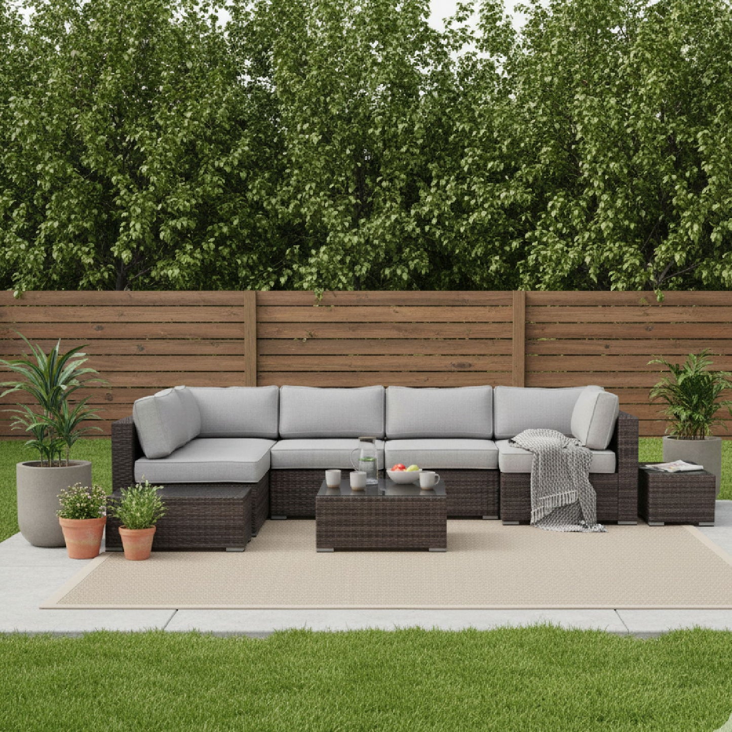 Wicker Sectional Seating Group With Plush Cushions LSI Patio Furniture