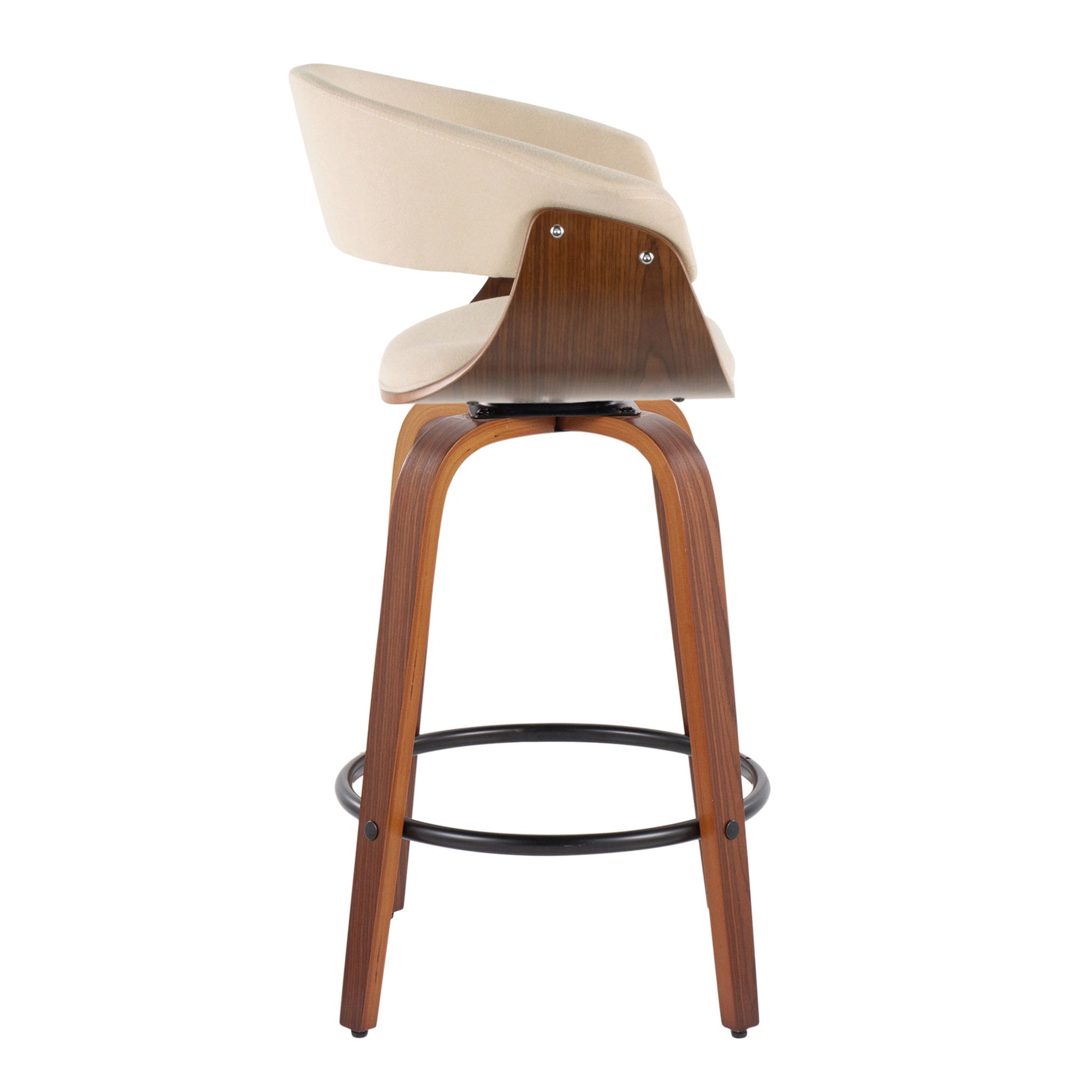 Vintage Mod - Mid Century Modern Fixed Height Counter Stool & Swivel With Round Footrest (Set of 2) Lumi Source