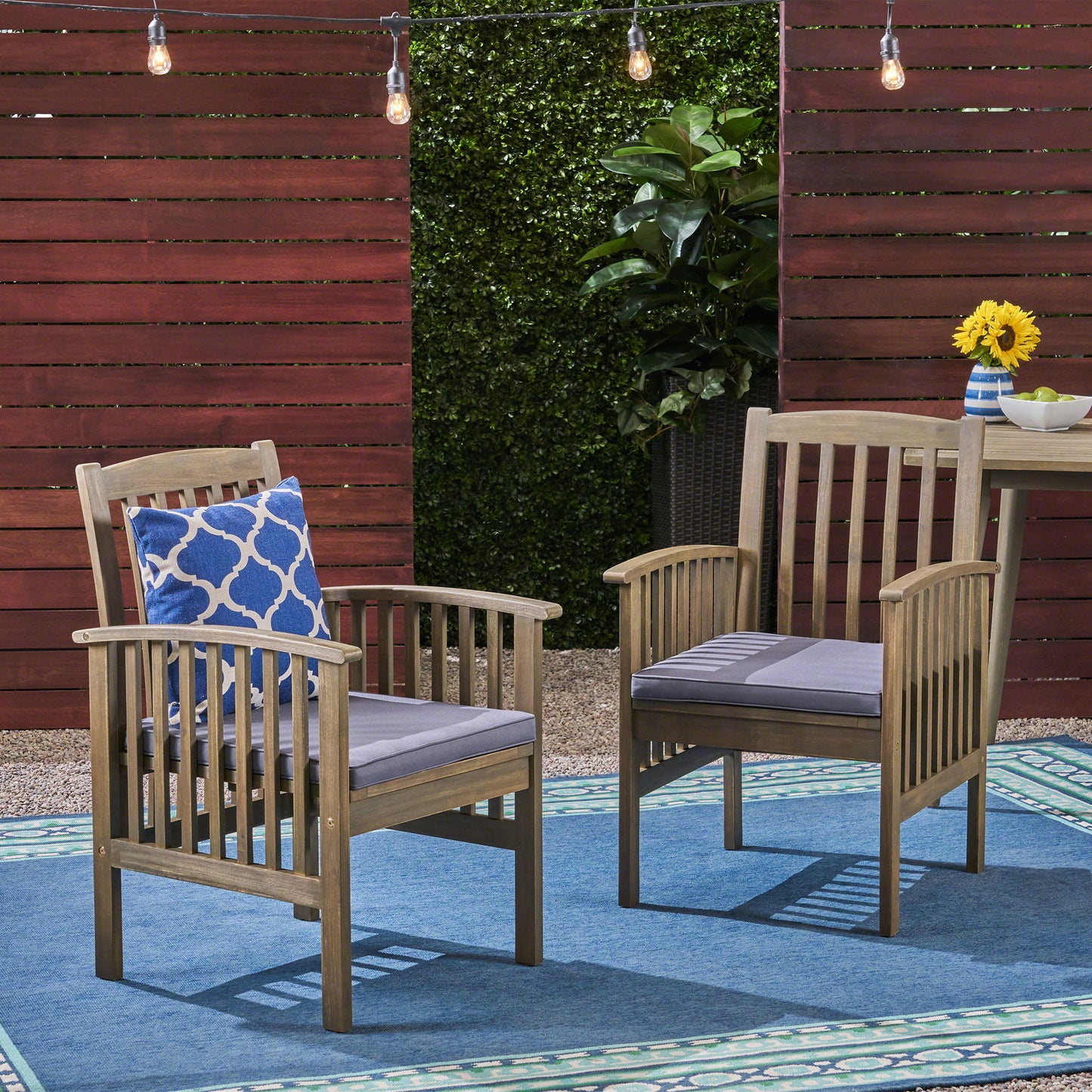 Casa - Acacia Dining Chair Set With Cushions, Noble House