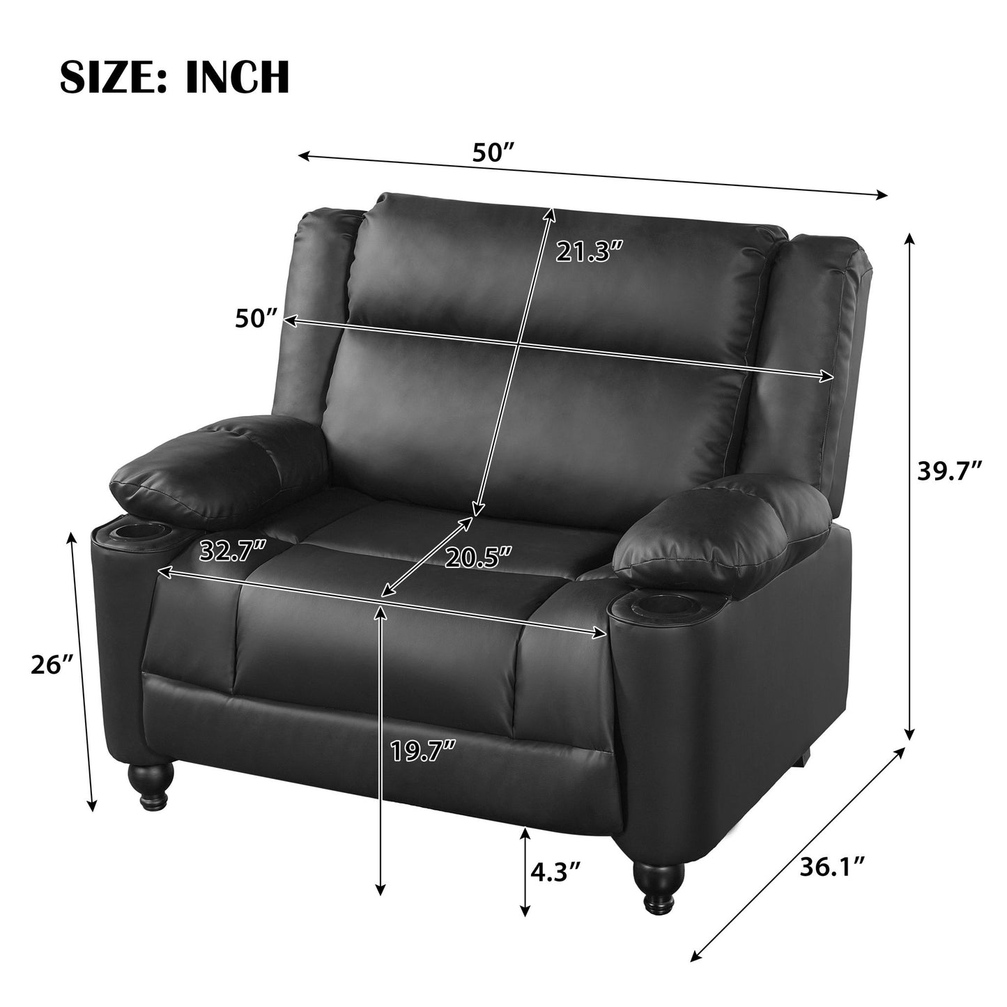 Tufted Design Wide Manual Recliner Chair Noble House