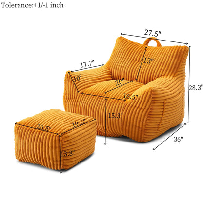 Giant Plush Bean Bag Chair With Armrests And Footstool Home Essentials