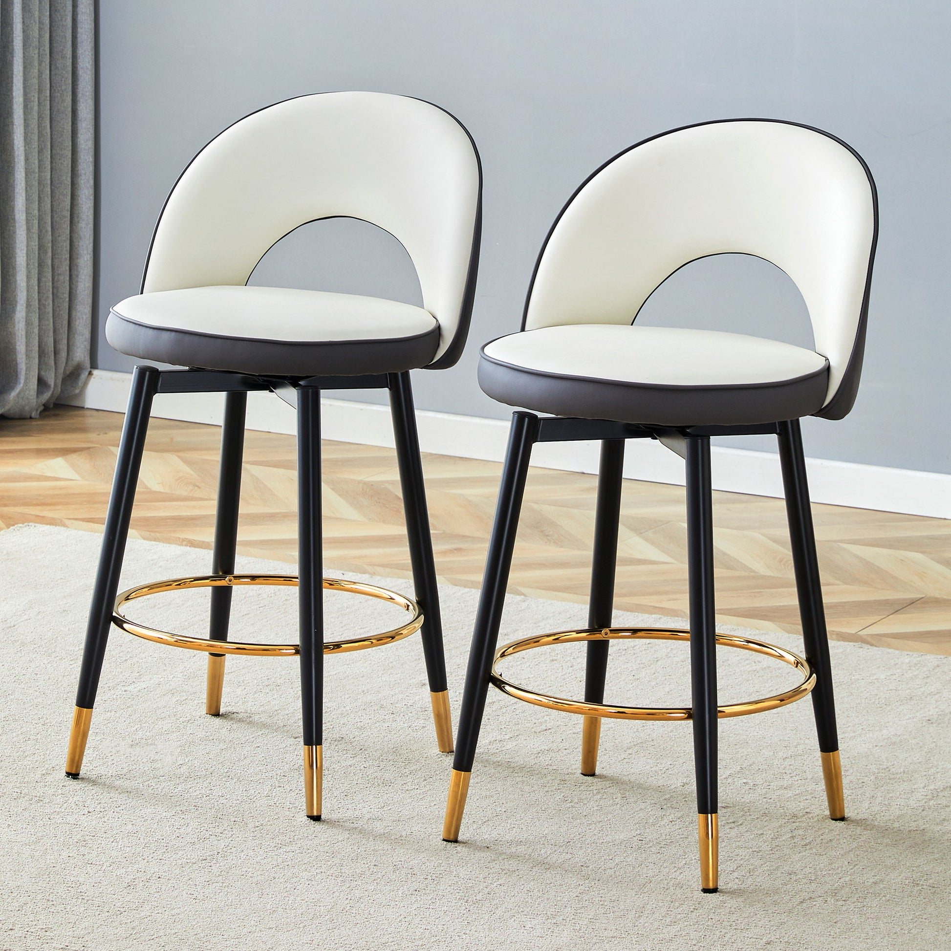 Upholstered Rotatable Bar Chair With Metal Legs For Dining Room Home Essentials