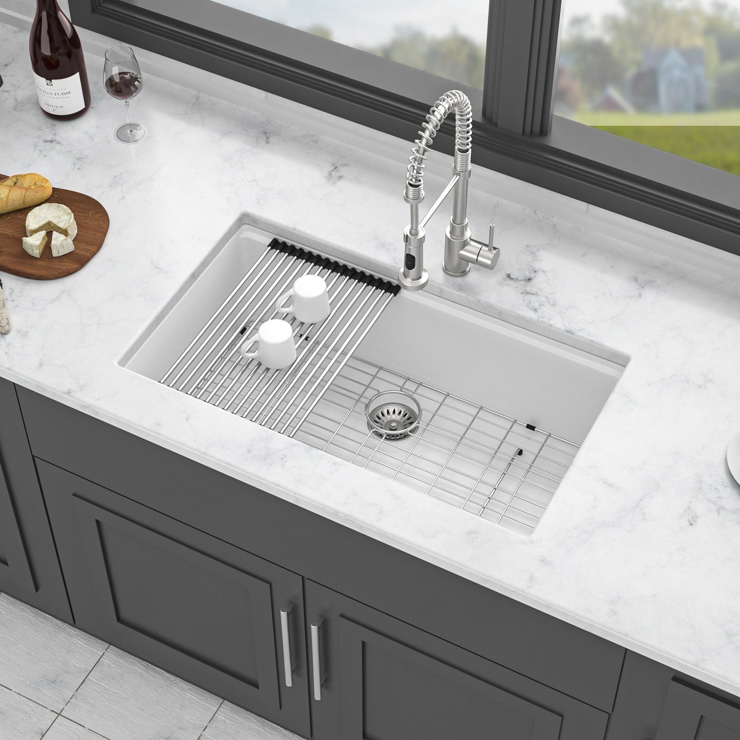Quartz Kitchen Sink, Granite Composite Workstation Undermount Daily Nest