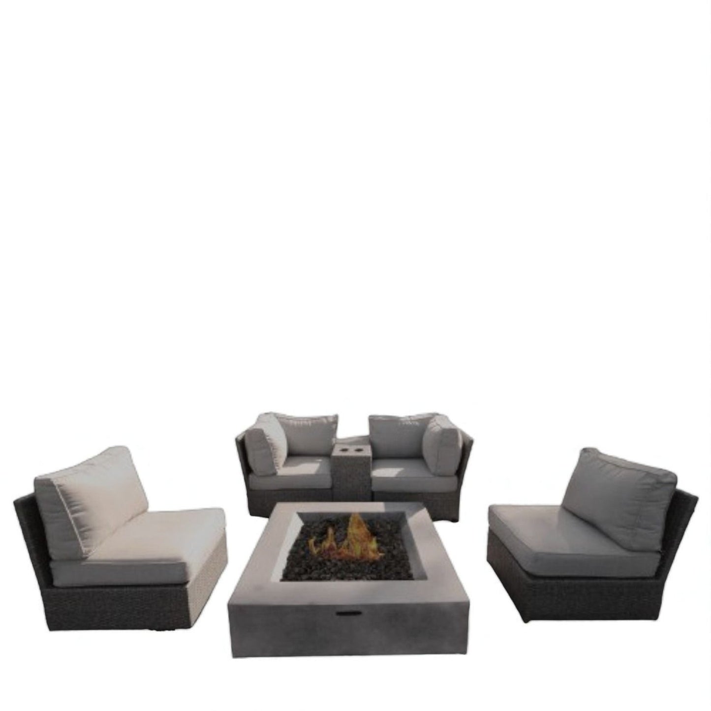 Contemporary Patio Seating Set With Fire Pit LSI Patio Furniture