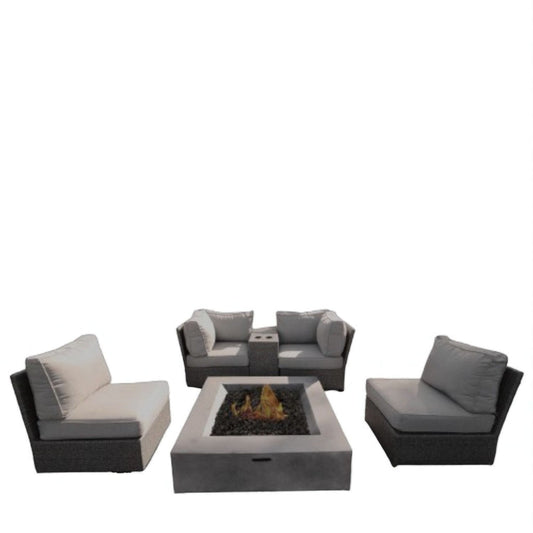 Contemporary Patio Seating Set With Fire Pit LSI Patio Furniture