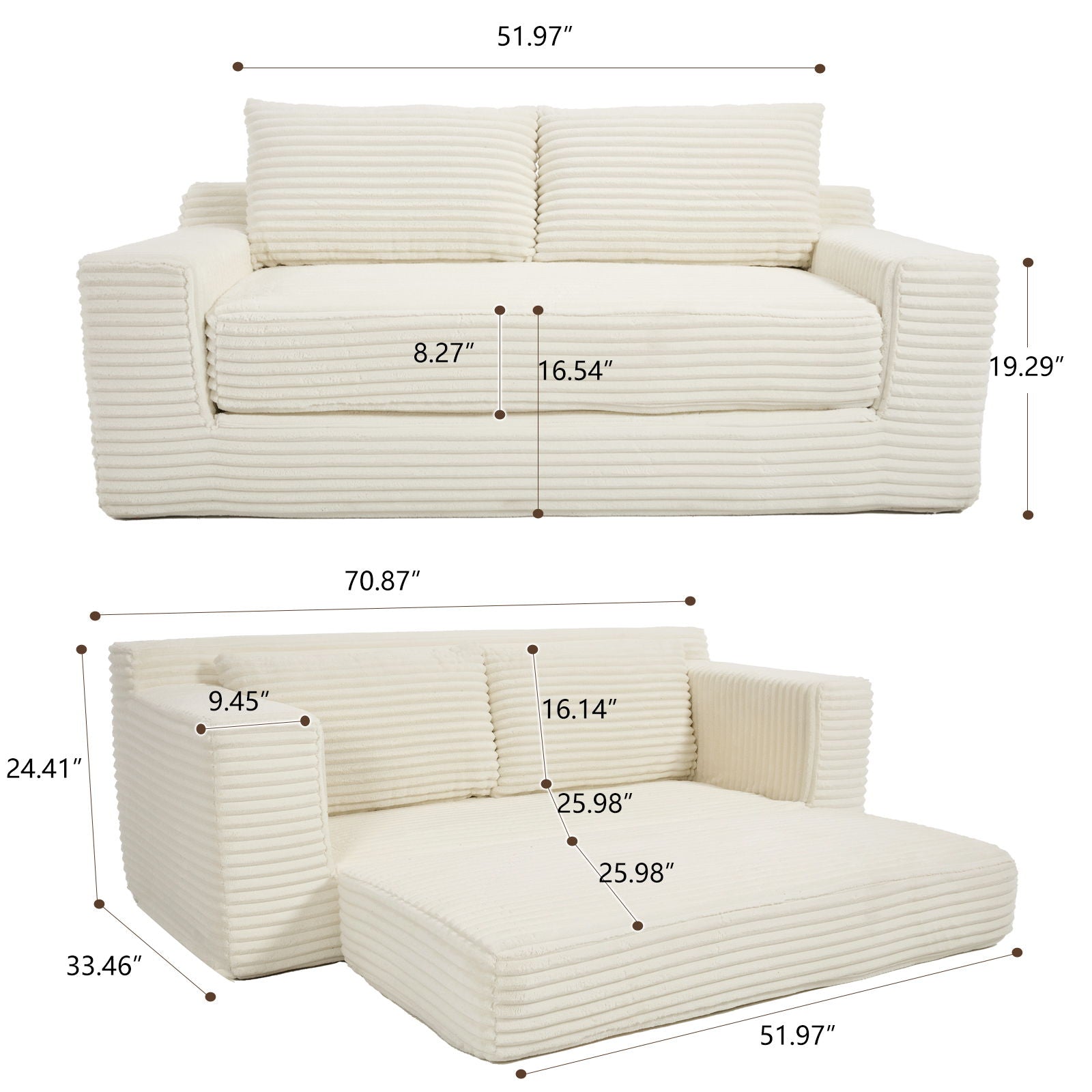 Convertible Loveseat Sofa Bed With Memory Foam & Steel Frame Home Essentials