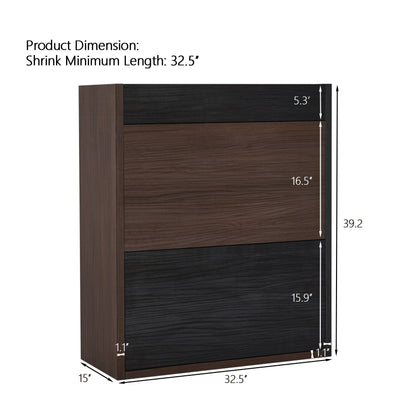 Modern Extendable & Rotating Cabinet With Drawer And Flip Doors For Versatile Storage - Black / Dark Walnut Hearth and Haven
