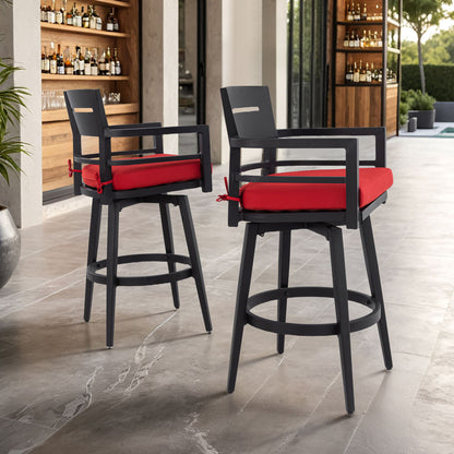 Outdoor Swivel Bar Chairs, 360 Degree Rotation, Ergonomic Backrest (Set of 2) Life Outside