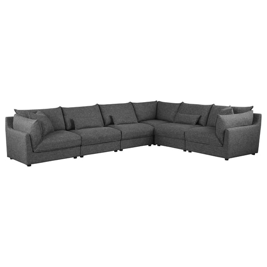 Tomasina - 6 Piece Modular Sectional Sofa With Plush Cushions - Black Furniture Max