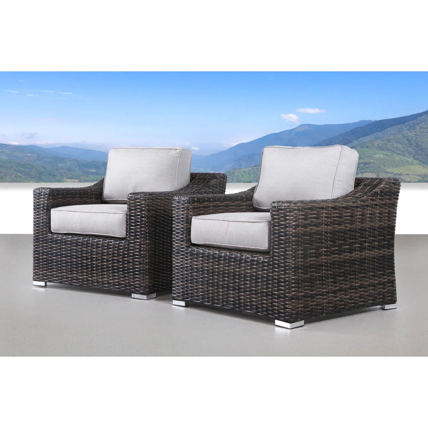 Modern Patio Chair With Cushions (Set of 2) - Brown LSI Patio Furniture