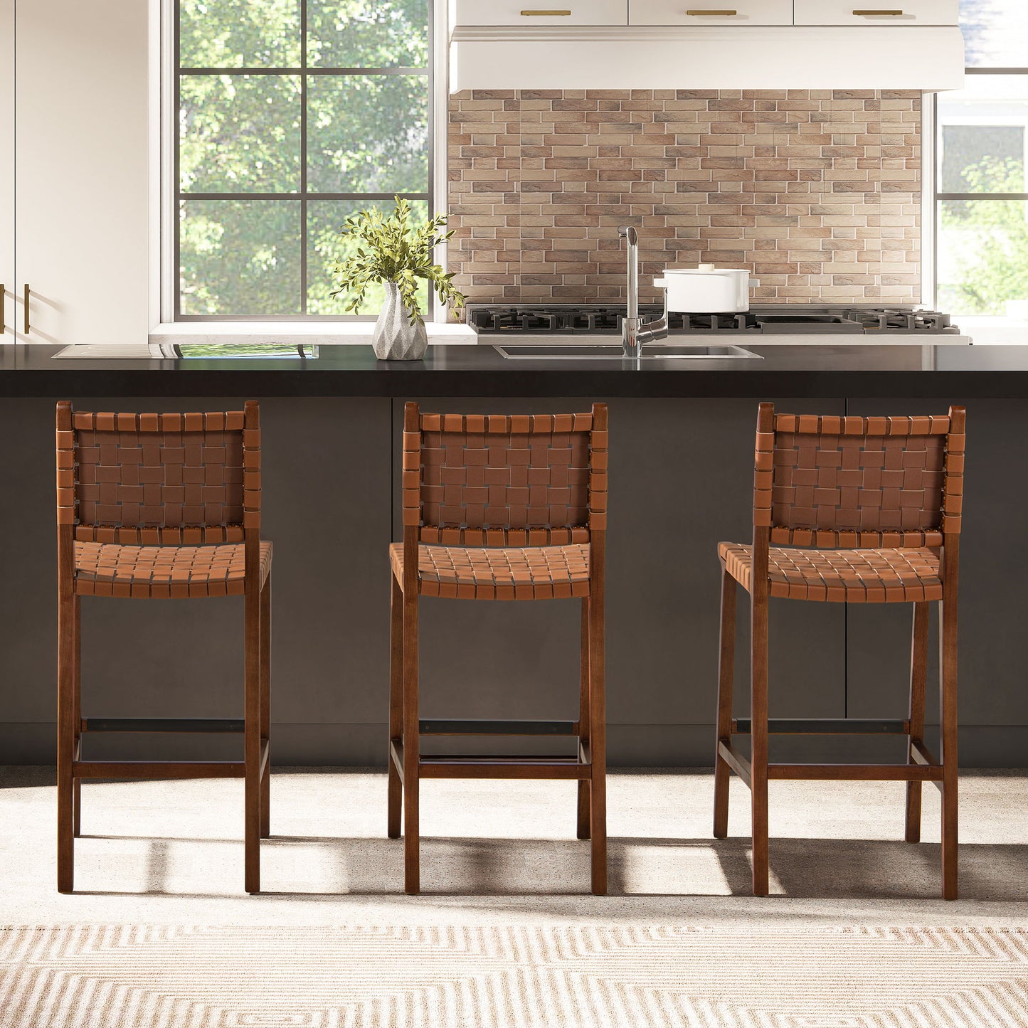 Andre - Counter Stool With Back - Pecan Brown Jennifer Taylor Home