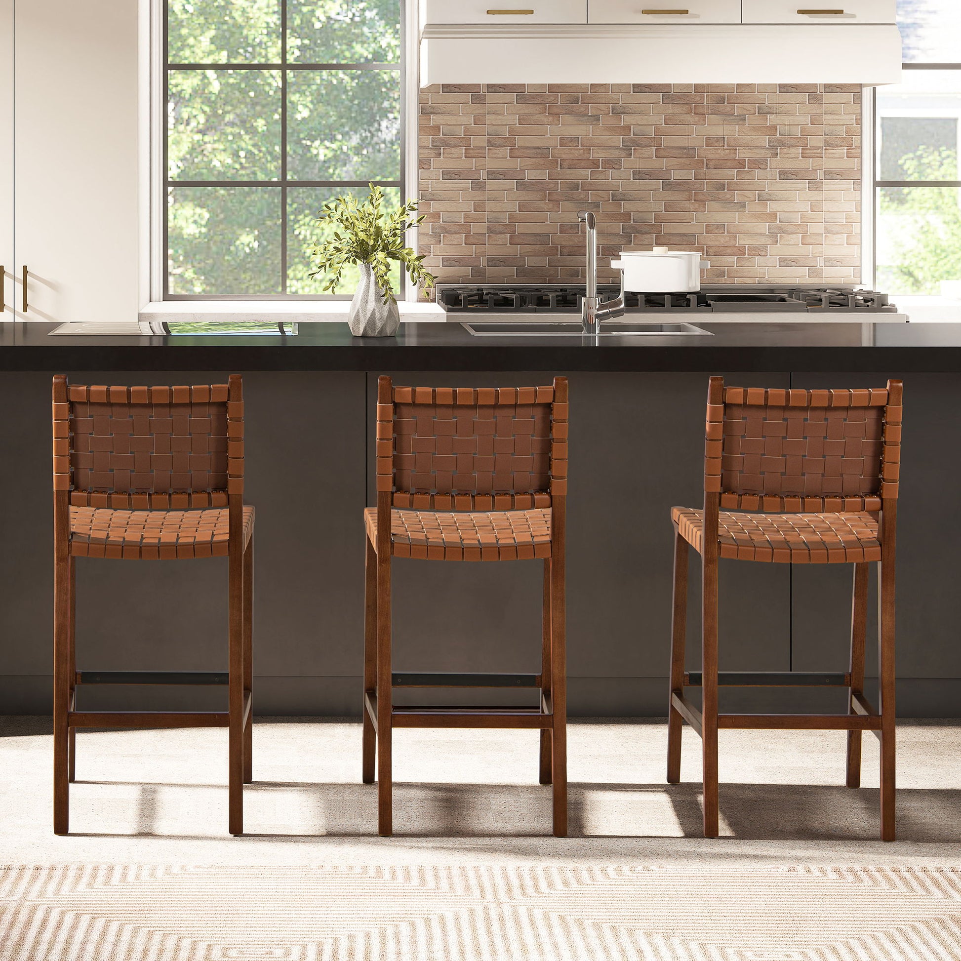 Andre - Counter Stool With Back - Pecan Brown Jennifer Taylor Home