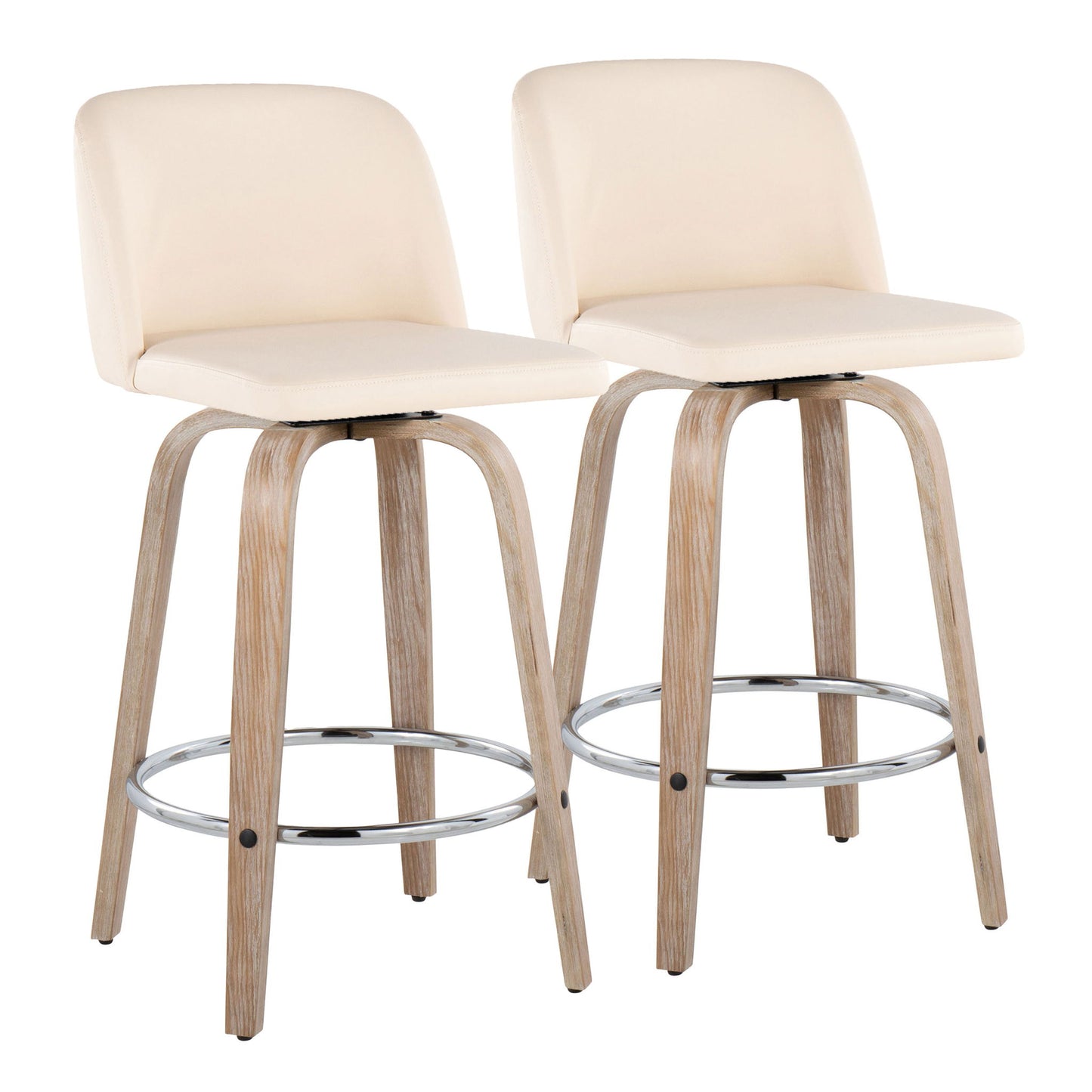 Toriano - Modern Design Fixed Height Counter Stool With Swivel With Round Footrest (Set of 2) Lumi Source