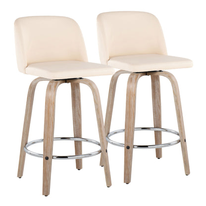 Toriano - Modern Design Fixed Height Counter Stool With Swivel With Round Footrest (Set of 2) Lumi Source