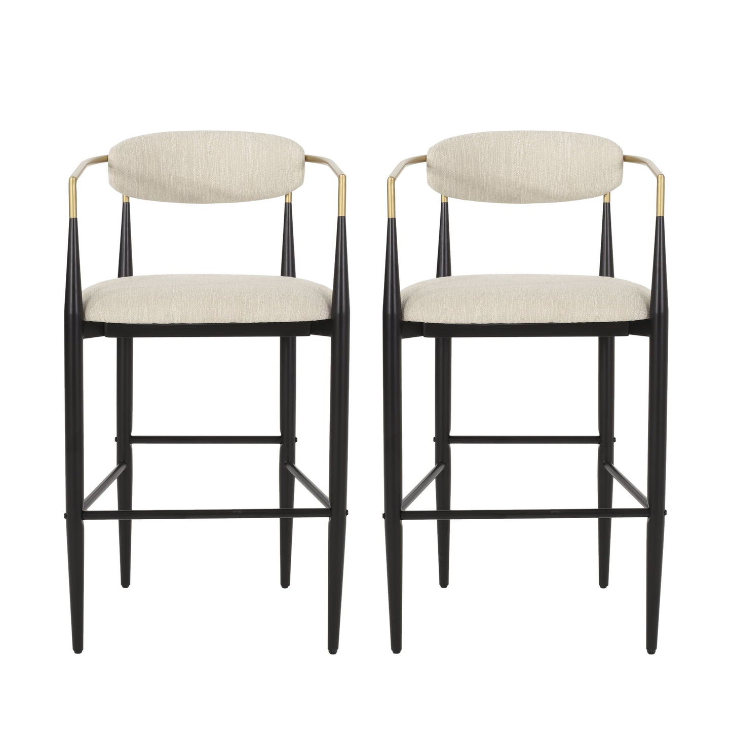 Upholstered Bar Stools With Backs For Kitchen Island (Set of 2) Noble House