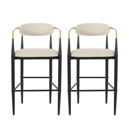 Upholstered Bar Stools With Backs For Kitchen Island (Set of 2) Noble House