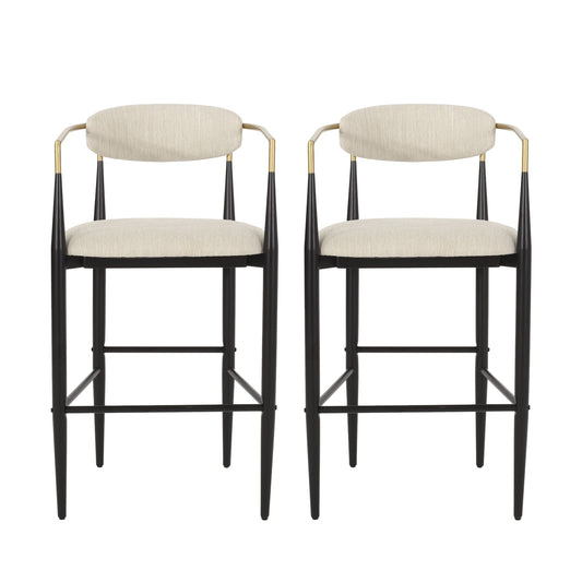 Upholstered Bar Stools With Backs For Kitchen Island (Set of 2) Noble House