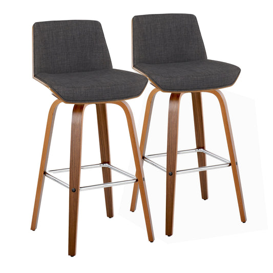 Corazza - Mid Century Modern Fixed Height Barstool With Swivel With Square Footrest (Set of 2) Lumi Source