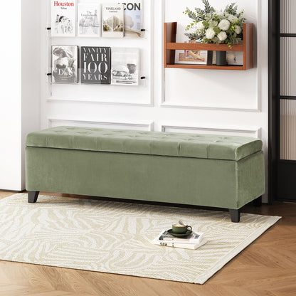 Wendover - Elegant Velvet Tufted Storage Bench With Lift-Up Top And Birch Wood Legs Noble House