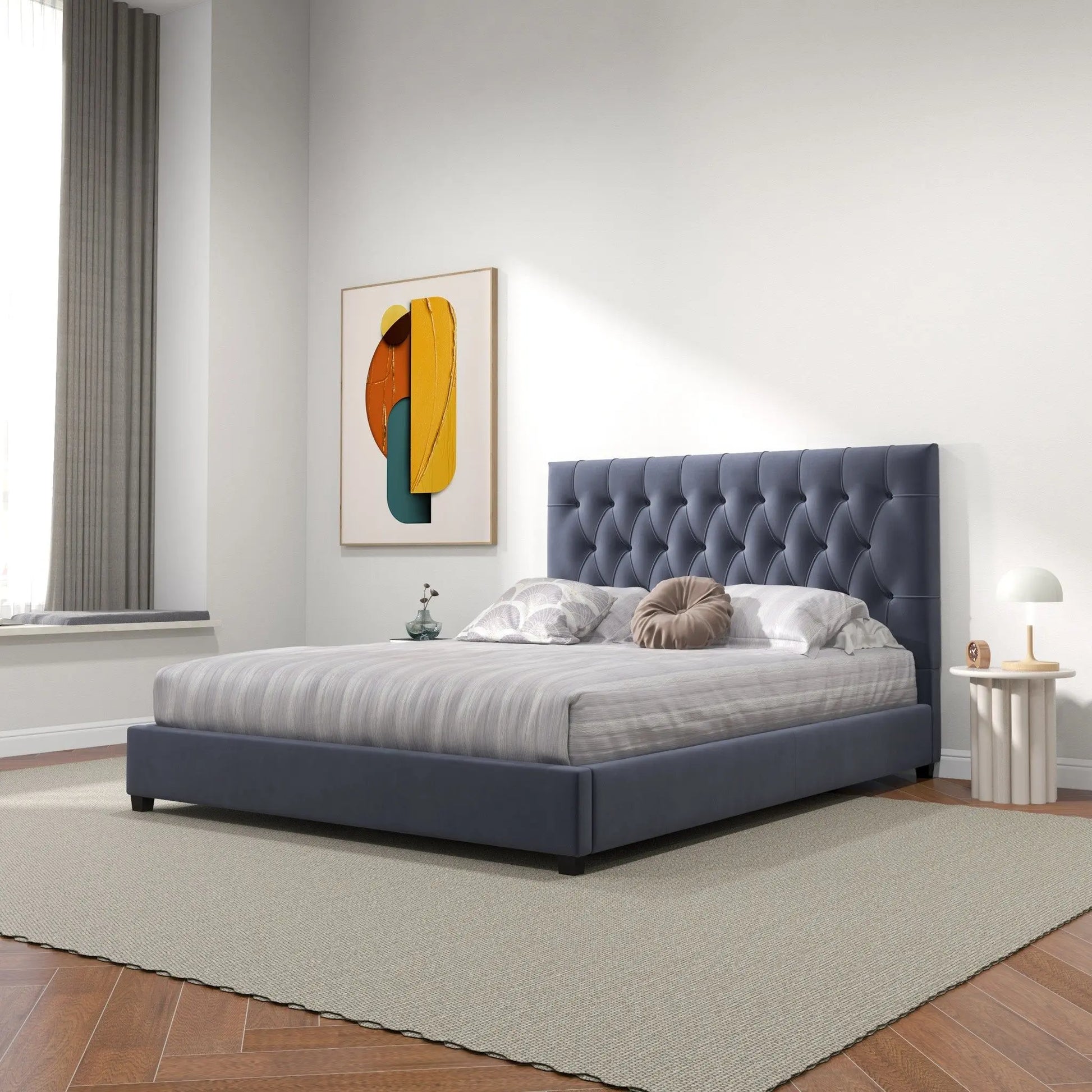 Donald - Mid-Century Modern Upholstered Platform Bed Ashcroft Furniture