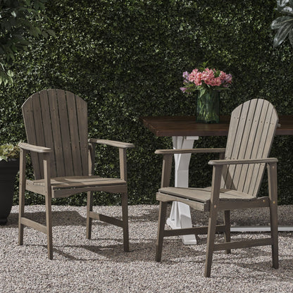 Outdoor Weather Resistant Acacia Wood Adirondack Dining Chairs (Set of 2) Noble House