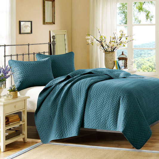 Velvet Touch - King Coverlet Set - Peacock