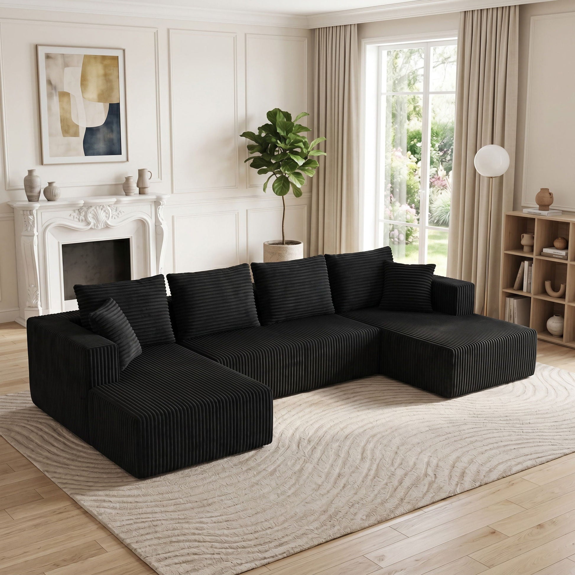 U-Shaped Modular Sectional Sofa With Double Chaise, Oversized Deep Seat For Living Room Home Essentials