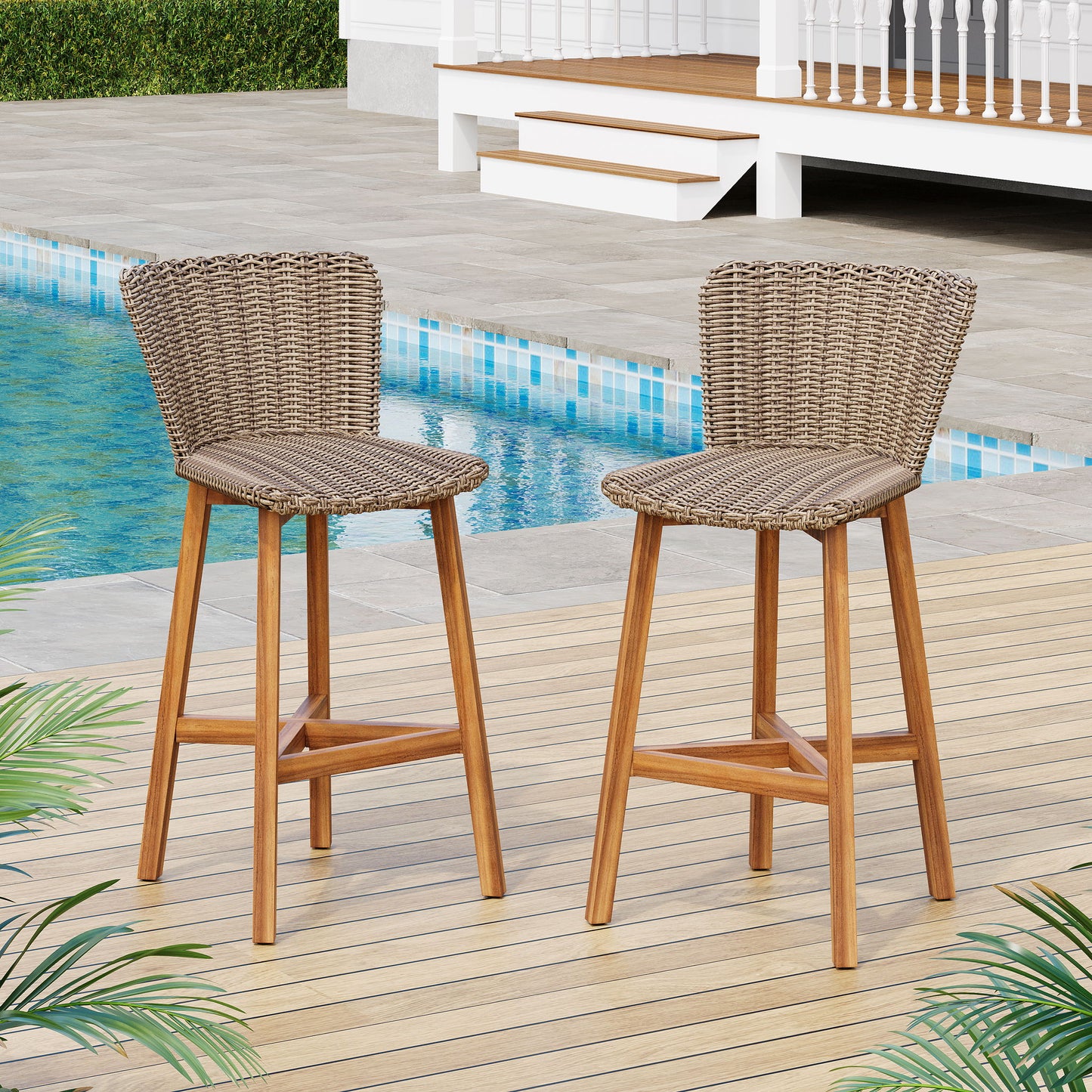 Lymington - Outdoor Bar Stool (Set of 2) Noble House