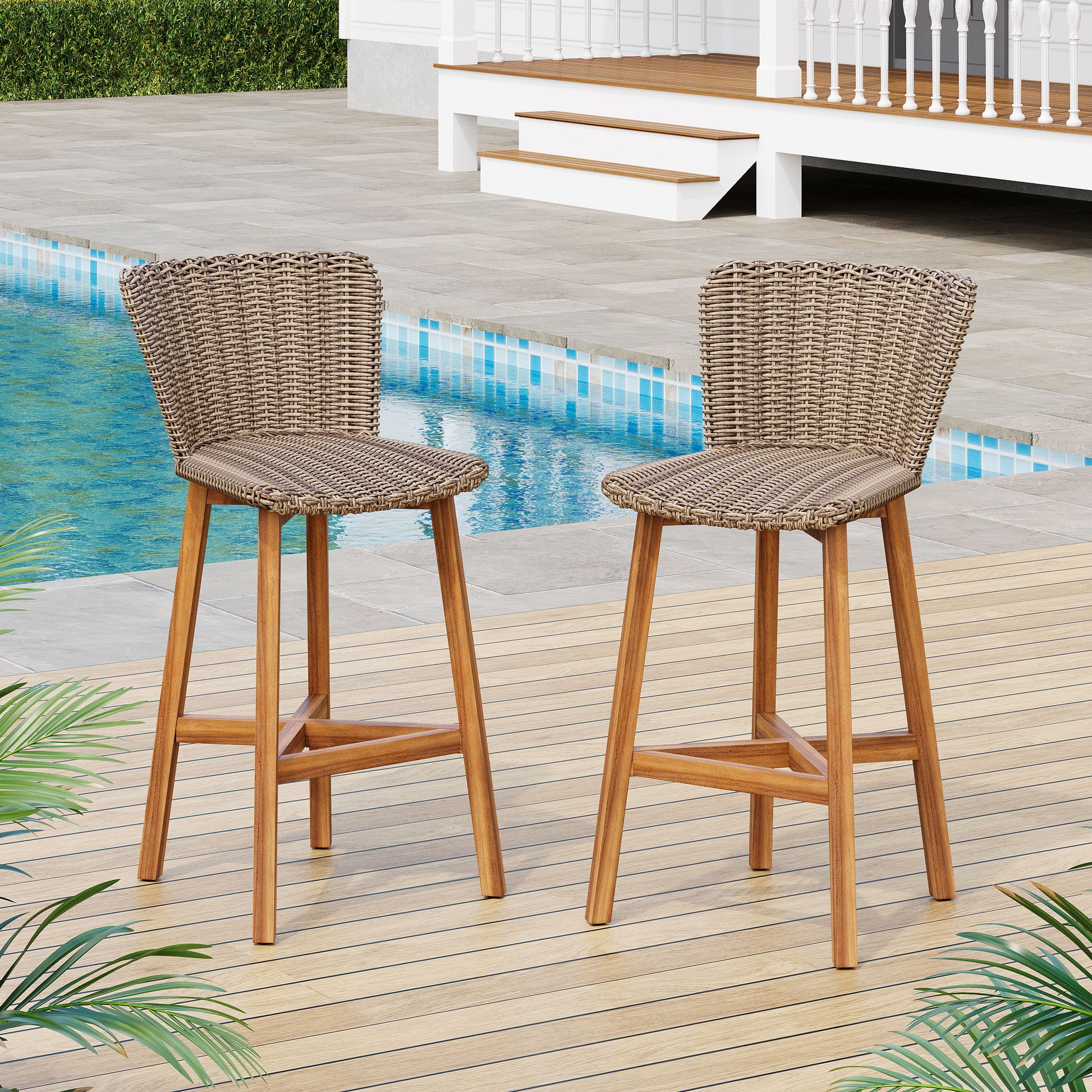 Lymington - Outdoor Bar Stool (Set of 2) Noble House
