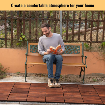 Interlocking Deck Tiles Striped Pattern, Square Acacia Hardwood Outdoor Flooring For Patio, Bancony, Pool Side Daily Nest