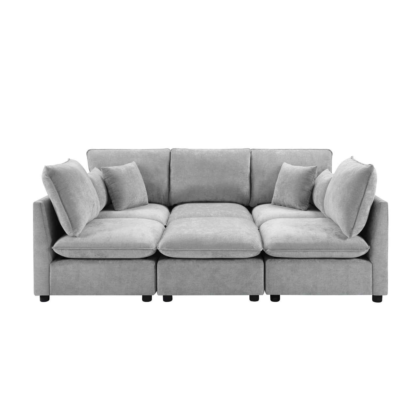 Modern Sectional Sofa U-Shaped With Movable Ottoman Storage Armrests And USB Ports Hearth and Haven