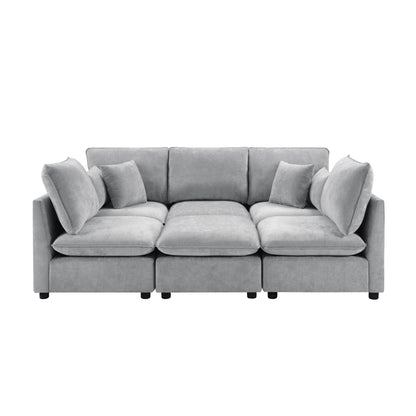 Modern Sectional Sofa U-Shaped With Movable Ottoman Storage Armrests And USB Ports Hearth and Haven