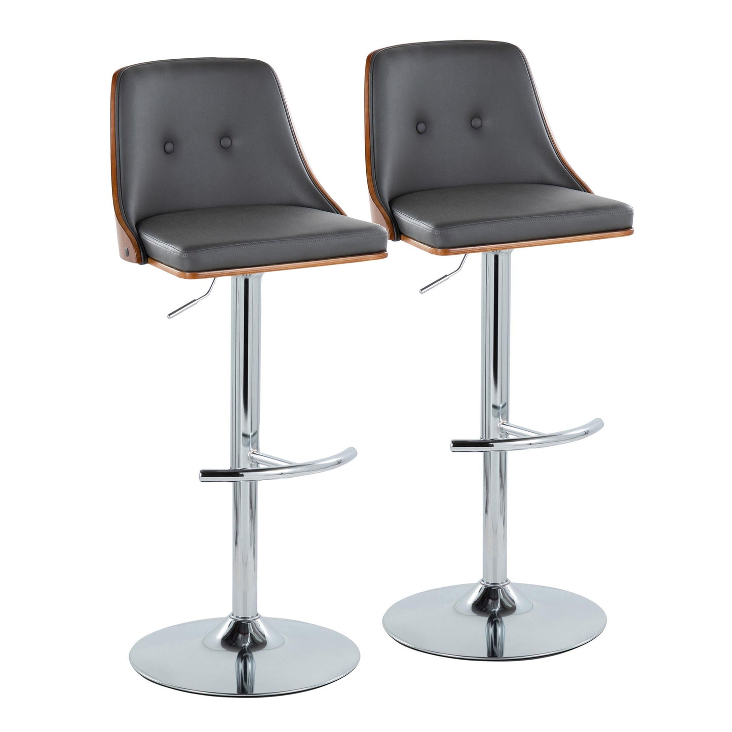 Gianna - Mid Century Modern Adjustable Barstool With Swivel With Rounded T Footrest (Set of 2) Lumi Source