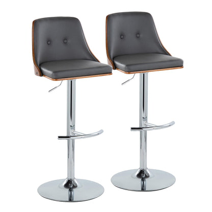 Gianna - Mid Century Modern Adjustable Barstool With Swivel With Rounded T Footrest (Set of 2) Lumi Source