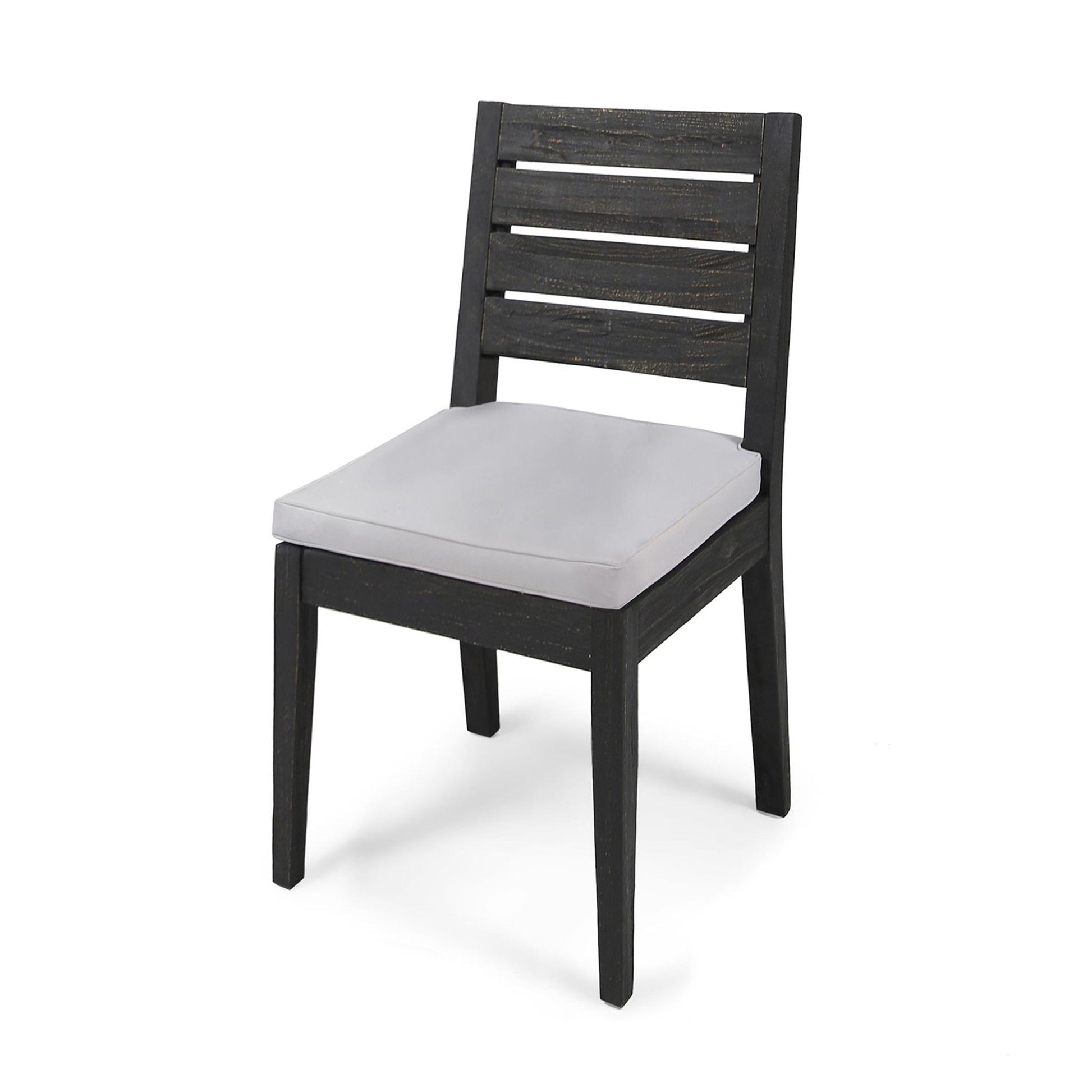Patio Armless Dining Chair With Laid Back Slat Panel Design - Light Gray Noble House