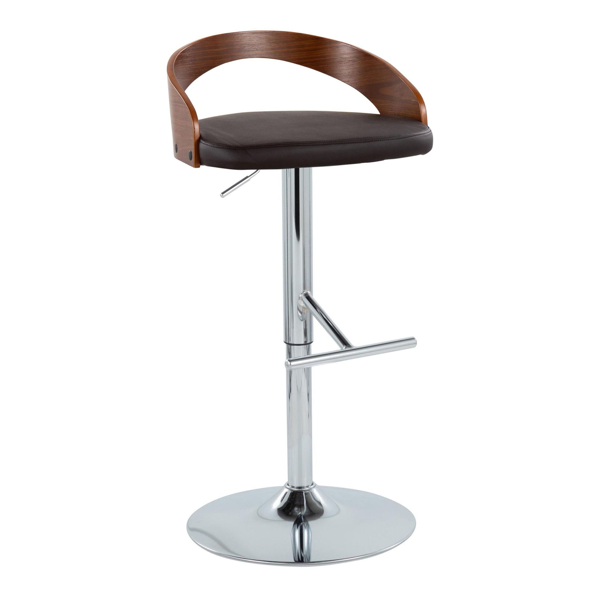 Grotto - Mid Century Modern Adjustable Height Barstool, Swivel With Straight T Footrest (Set of 2) Lumi Source