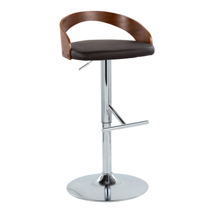 Grotto - Mid Century Modern Adjustable Height Barstool, Swivel With Straight T Footrest (Set of 2) Lumi Source