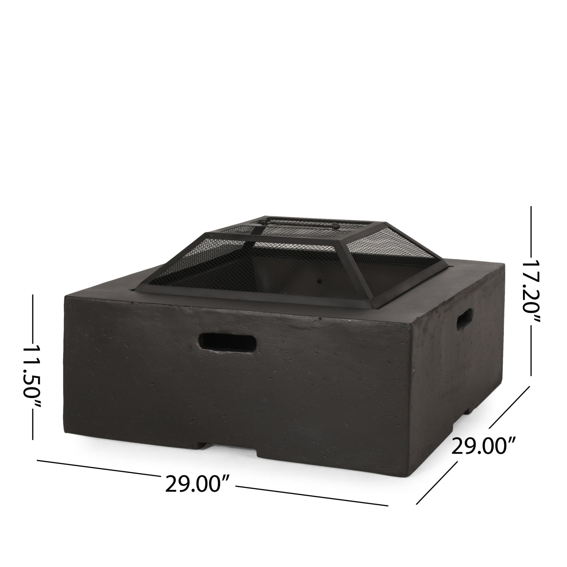 Outdoor Square Mgo Wood Burning Fire Pit - Dark Gray Noble House