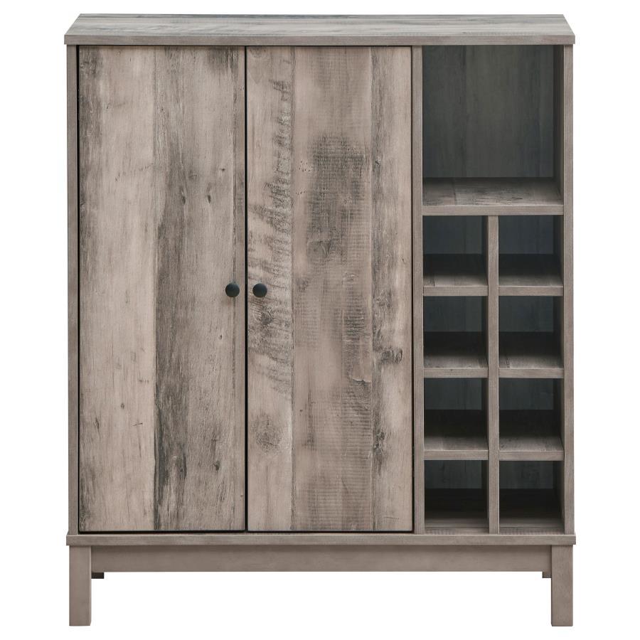 Cheyenne - 2 Door Home Bar Wine Cabinet - Weathered Acacia CoasterEveryday