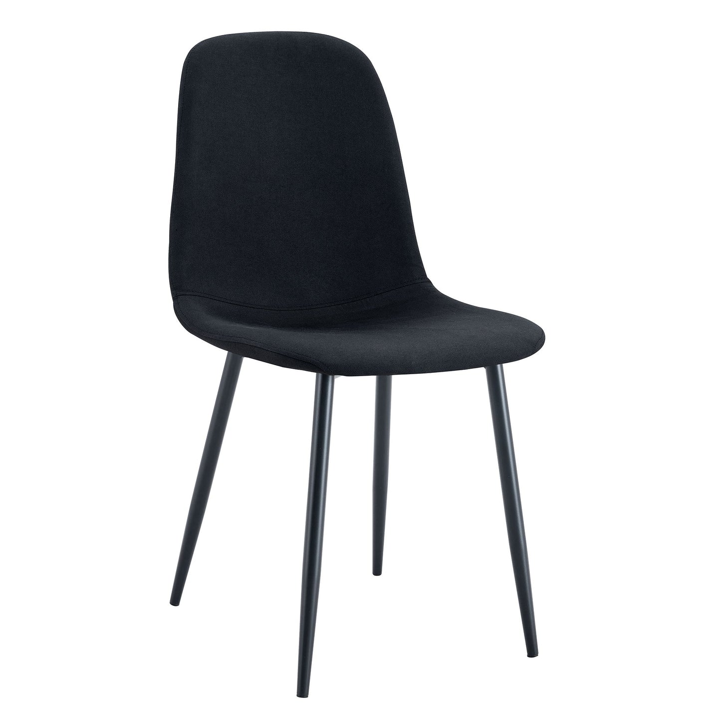 Modern Medieval Style Cushioned Side Chairs Set With Black Metal Legs For Kitchens Home Essentials