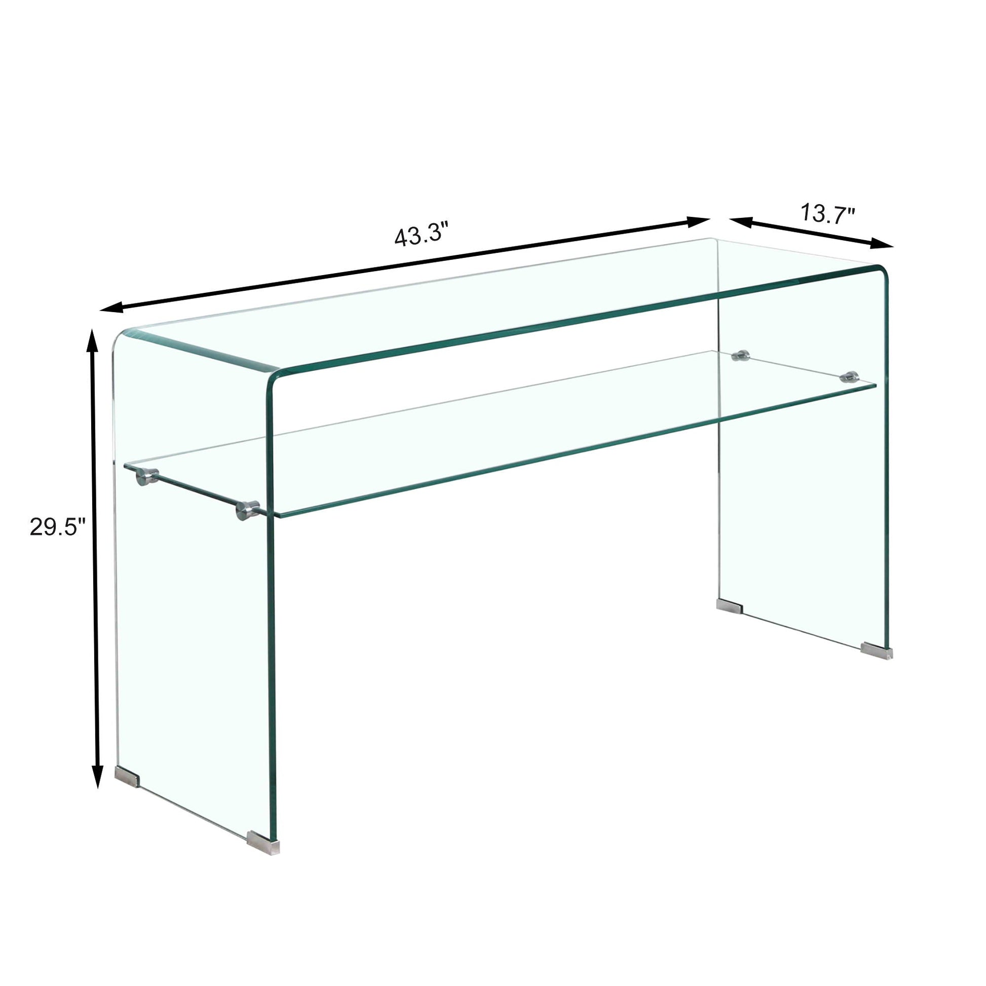 Modern Glass Console Table With Rounded Edges For Versatile Use Tempered Glass - Clear Home Essentials