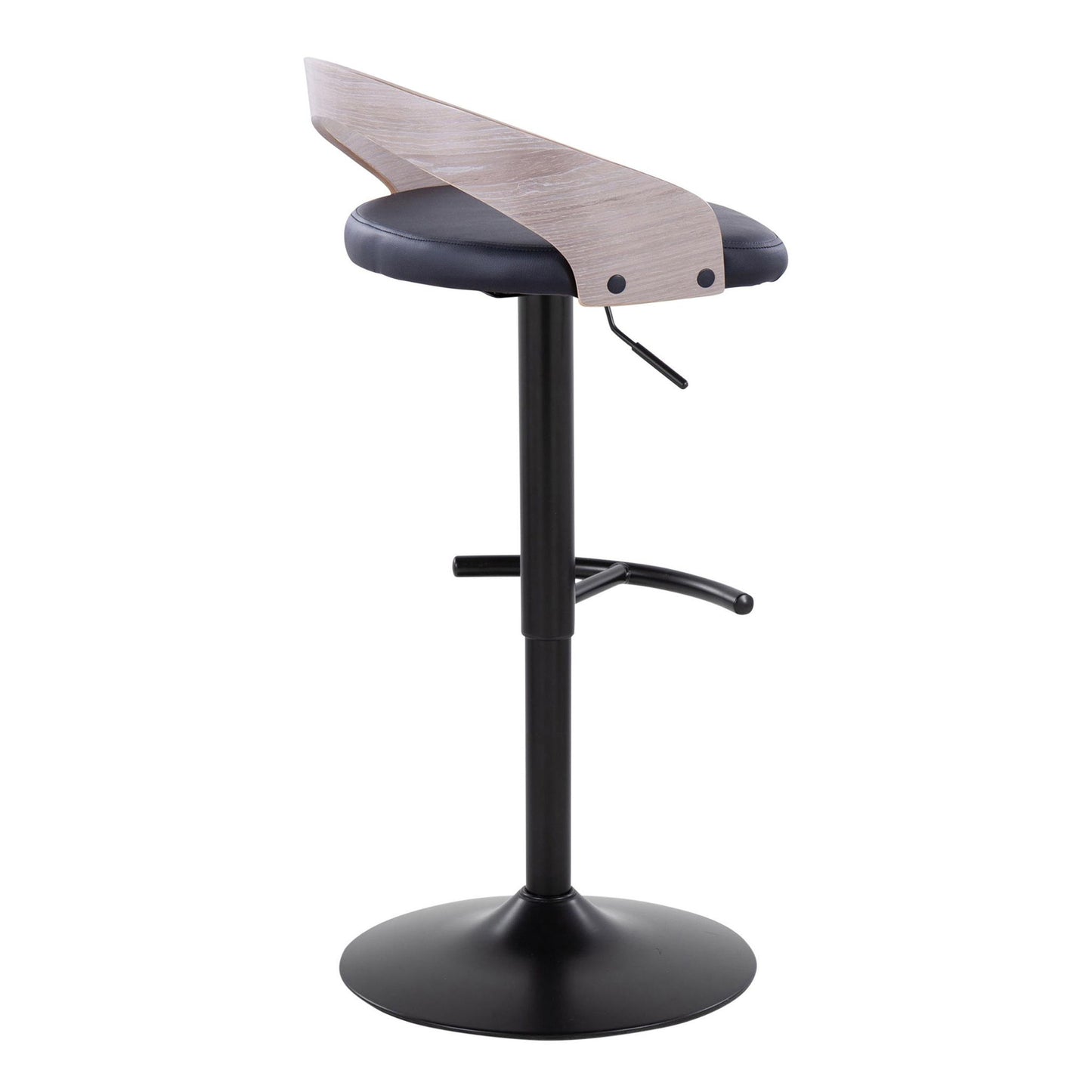 Grotto - Contemporary Adjustable Barstool With Swivel With Rounded T Footrest Elegant Design (Set of 2) Lumi Source