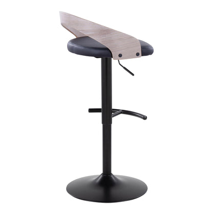 Grotto - Contemporary Adjustable Barstool With Swivel With Rounded T Footrest Elegant Design (Set of 2) Lumi Source