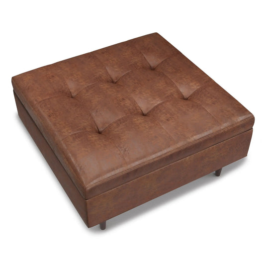 Shay - Large Square Coffee Table Storage Ottoman Mid-Century Style Simpli-Home