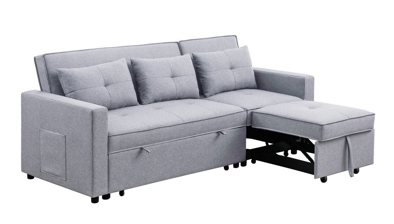 Zoey - Linen Convertible Sleeper Sofa With Side Pocket