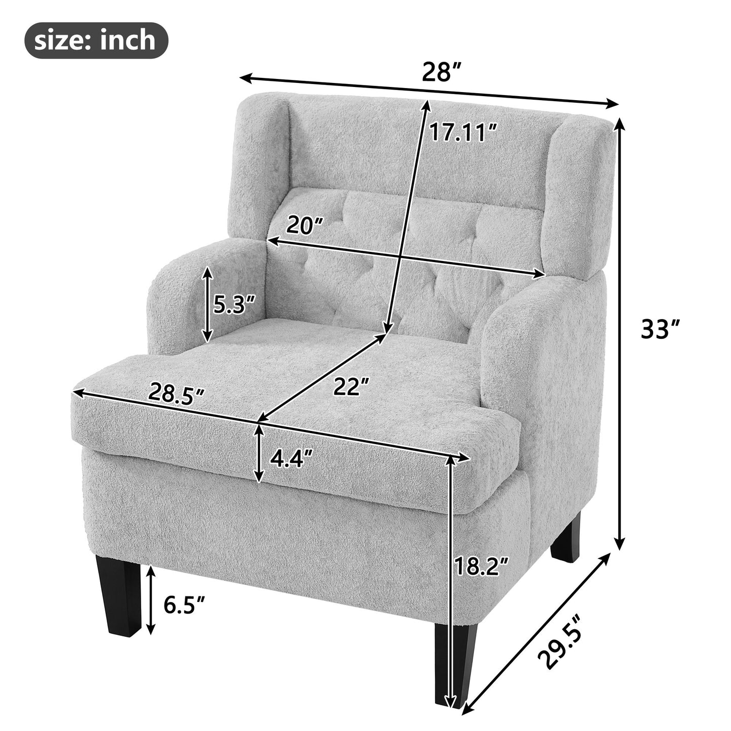 Modern Tufted Upholstered Accent Chair For Living Room Noble House