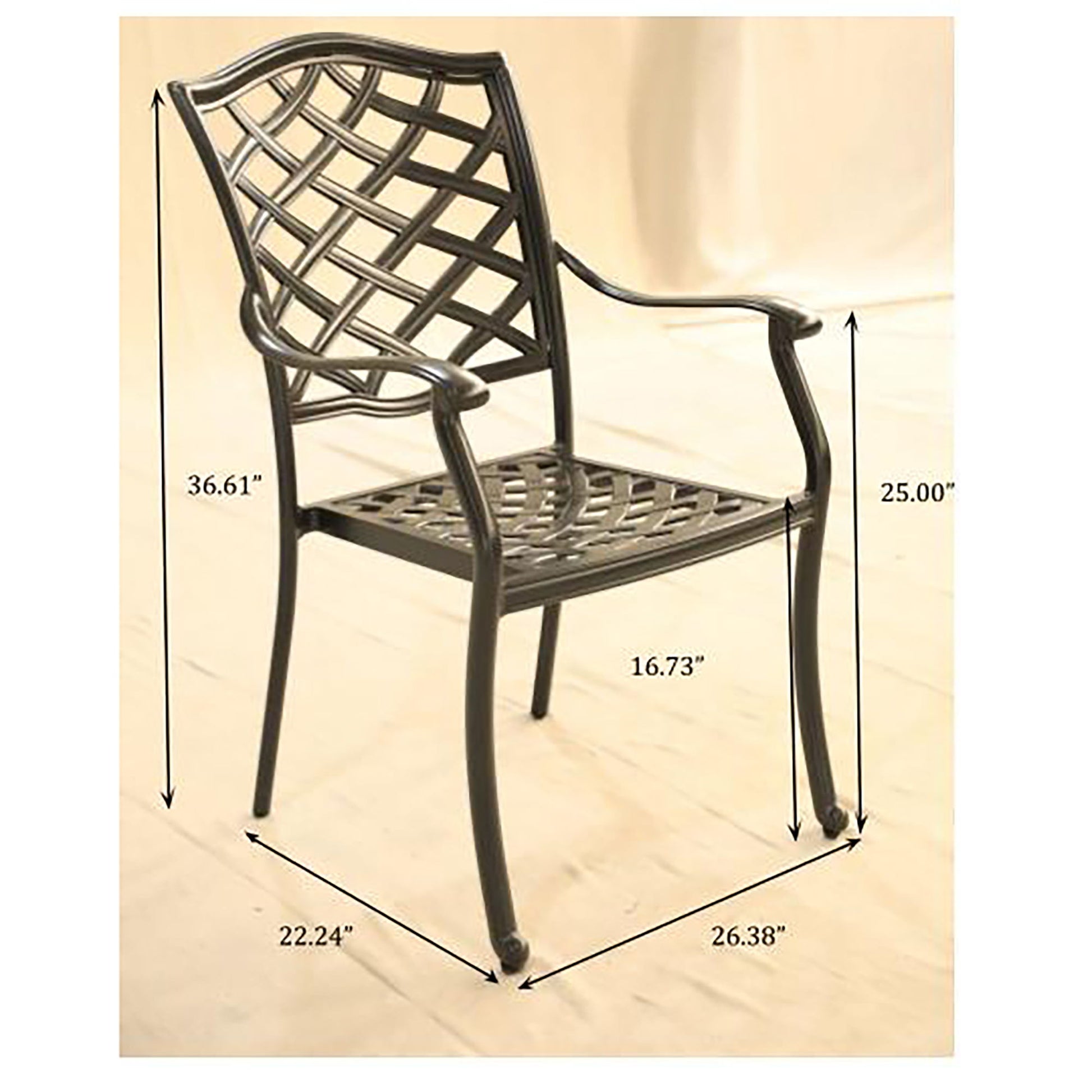 Outdoor Patio Aluminum Dining Arm Chair With Cushion (Set of 2) Home Essentials
