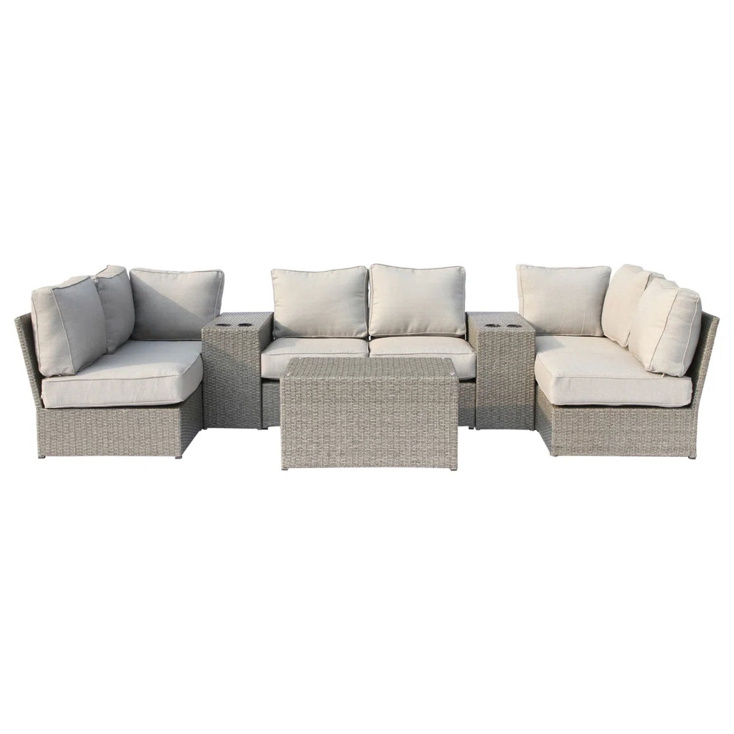 Comfortable Modern Patio Rattan Sectional Set With Cushions LSI Patio Furniture